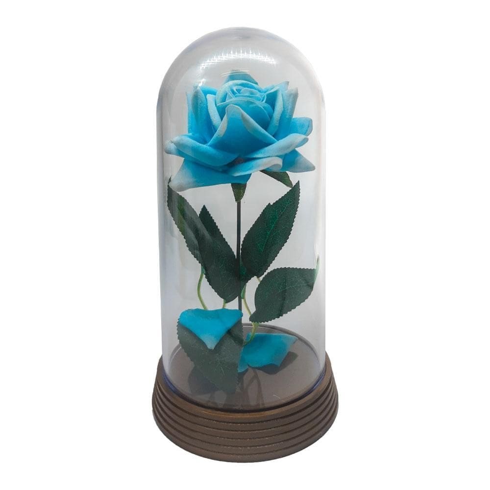Linda redoma com rosa azul , inspirada na rosa encantada