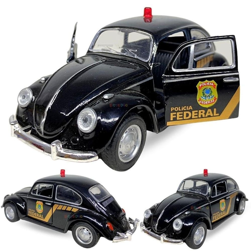 Carrinho de ferro miniatura fusca policia federal nacional