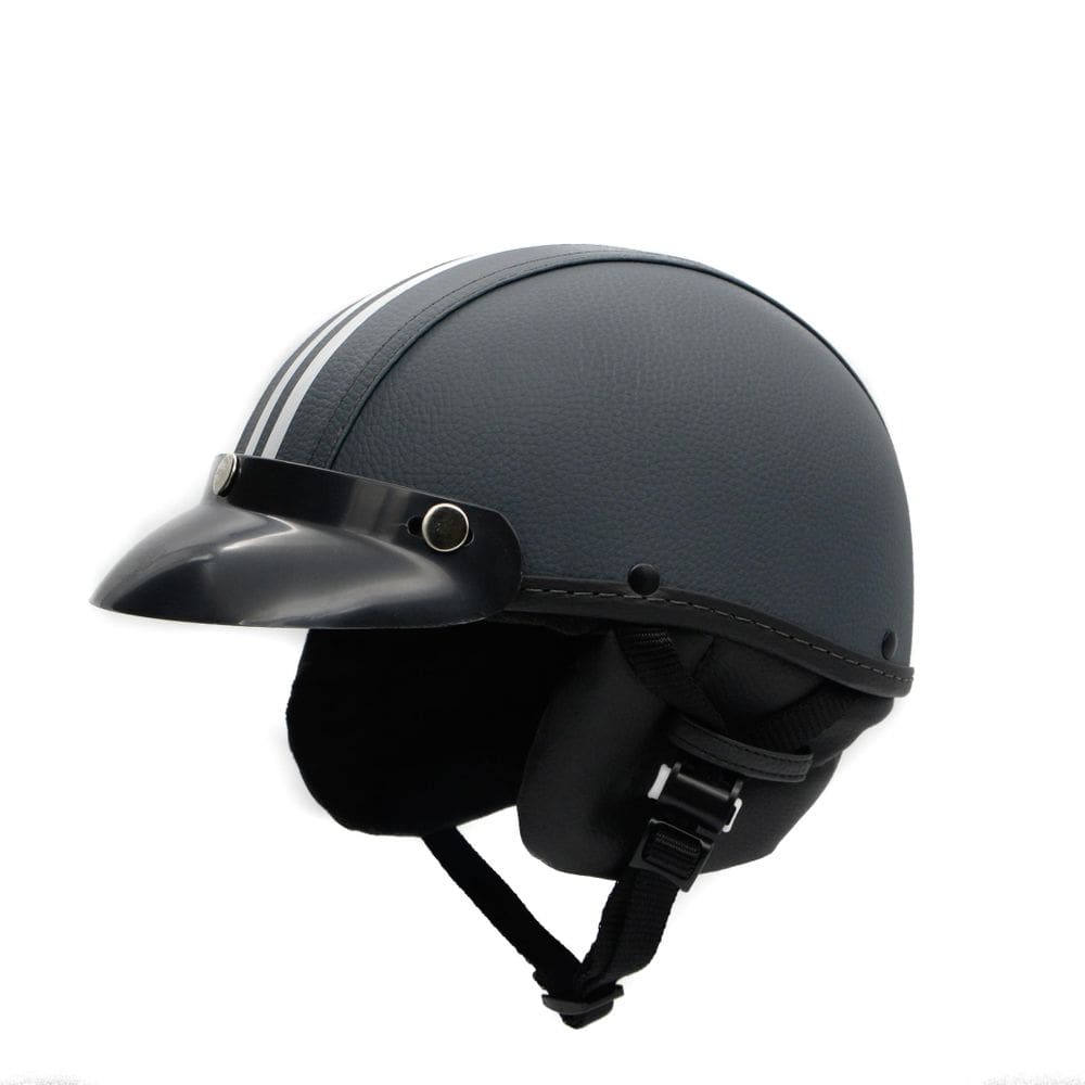 Capacete coquinho scooter moto elétrica bike couro grafite