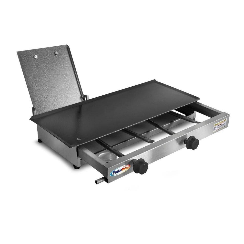 Chapa lanche 60x30cm com prensa a gás - inox pratic metal