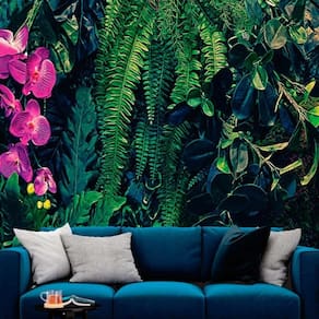 Papel de parede painel 3d folha flores tropical viníl 2,5m