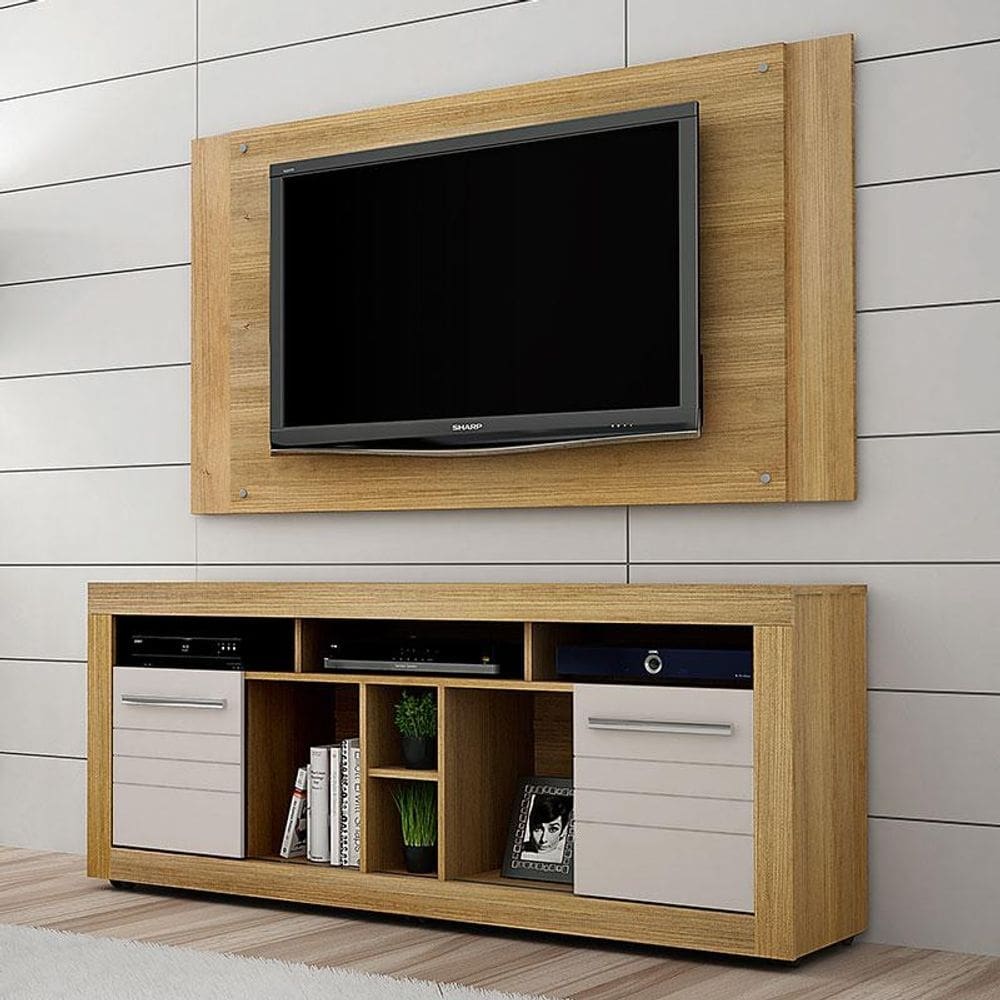 Rack Bancada e Painel para TV Firenze Cinamomo Off White – Valdemóveis