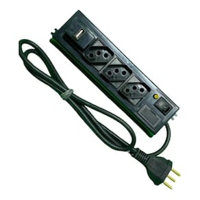 Filtro de linha com 3 tomadas + usb 85cm com fusível
