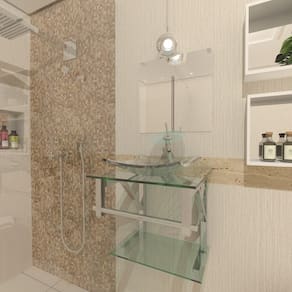 Gabinete de vidro para banheiro 40cm inox incolor
