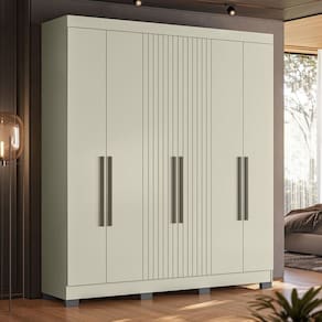 Guarda-Roupa Casal Dakota 6 Portas 2 Gavetas Off White - Olivar Móveis