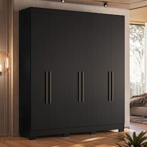 Guarda-Roupa Casal Dakota 6 Portas 2 Gavetas Preto - Olivar Móveis