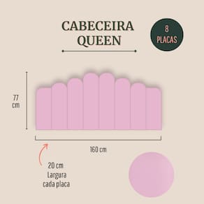 Cabeceira Queen Estofada Kit 8 Placas Concha - Courino Rosa