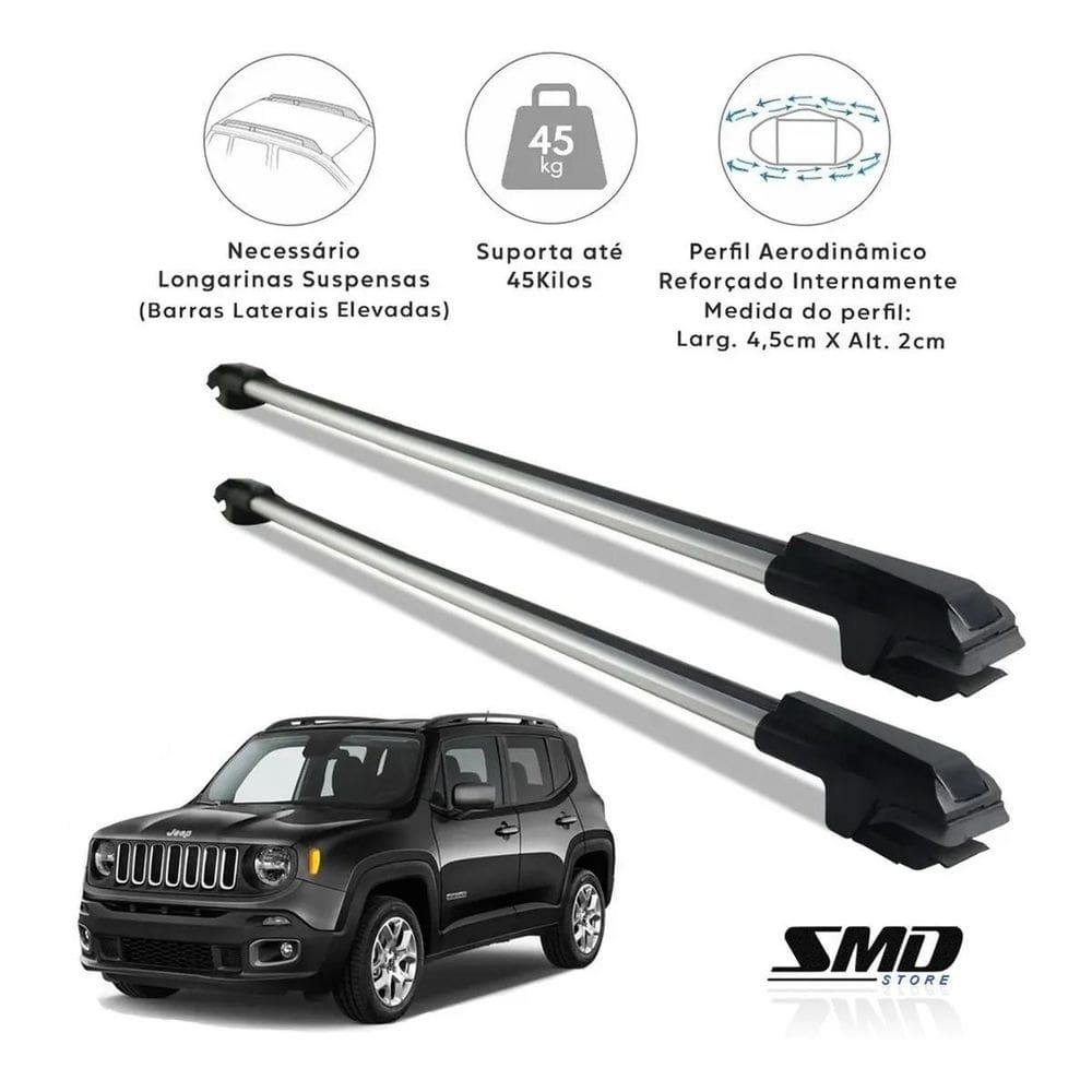 Travessa teto aluminio prata jeep renegade 2015 em diante prata especifico