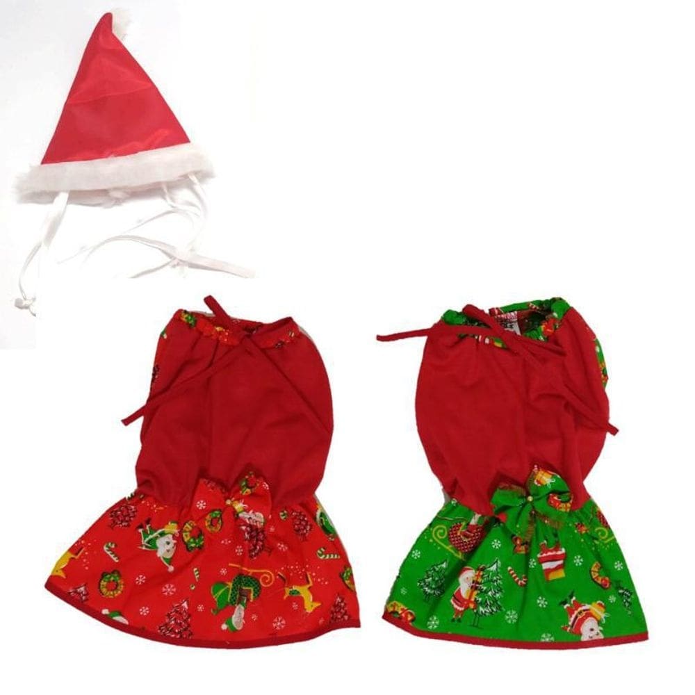 Kit vestido de natal + gorro - tamanho m