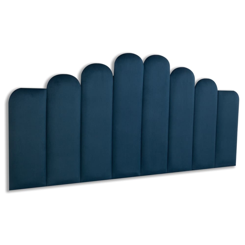 Cabeceira Queen Estofada  Kit 8 Placas  Concha - Veludo Azul Marinho