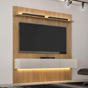 Home Suspenso Frisado Ambiente Curitiba 180 Cinamomo Off White com Led - Valdemóveis