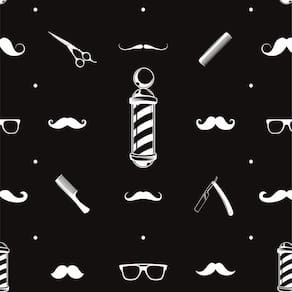 Papel de parede lavável barbeiro preto e branco 3m