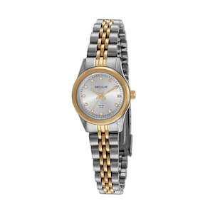 Relogio feminino seculus bicolor pequeno strass 44052lpsvba2