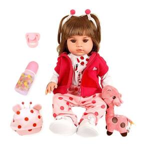 Boneca bebê reborn silicone olhos castanhos girafinha ig-500