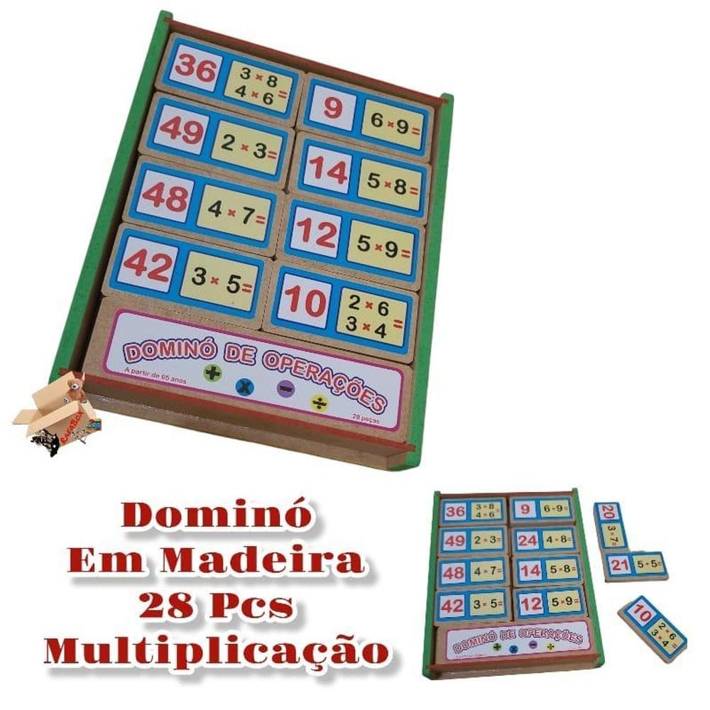 Brinquedo pedagógico educativo em madeira estojo dominó