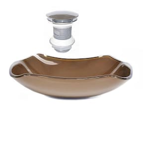 Cuba de vidro abaulada 51cm marrom + valvula click