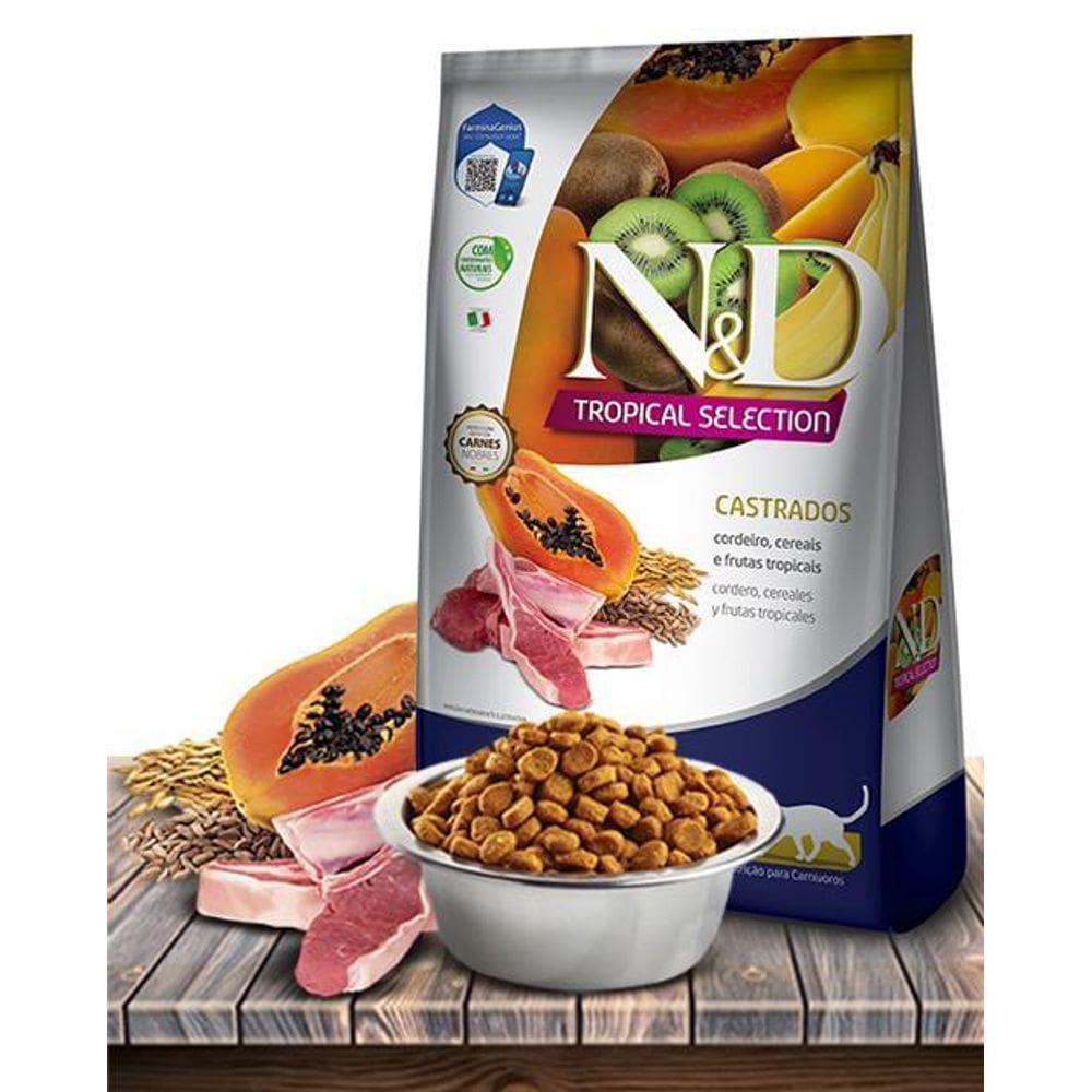 Ração seca n&d tropical selection cordeiro, cereais e frutas