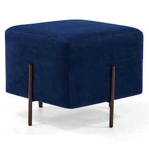Puff 45cm Base Aço Status B-304 Veludo Azul Marinho