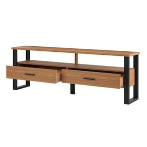 Rack Para Tv Até 60 Pol. Estilo Industrial 2 Gavetas F42 Freijó/Preto Fosco