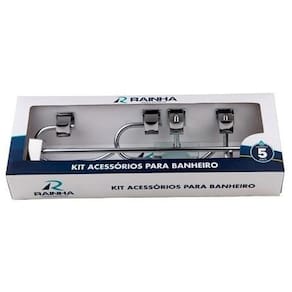 Kit de acessórios rainha square semi luxo inox cromado 5 peç