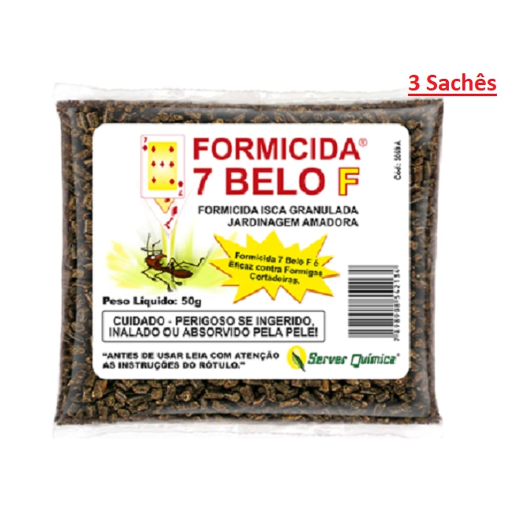 Isca Granulada Mata Formigas Cortadeira 7 Belo -3 Sachês 50g