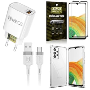 Capinha samsung a33 5g + carregador turbo hs183 +película 3d