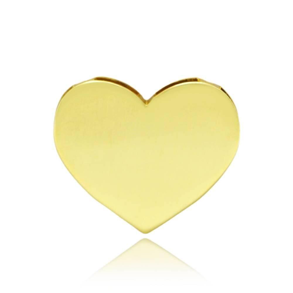 Pingente Coração Chapa 1,5Cm Em Ouro 18K
