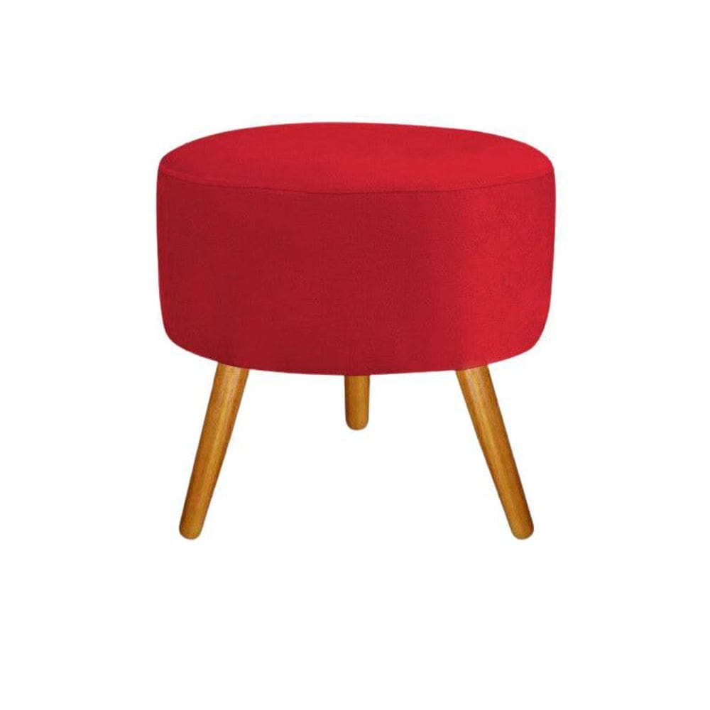 Puff decoração redondo vermelho 35 cm de altura infantil