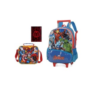 Kit capitão américa mochila rodinha e costas + lancheira + b