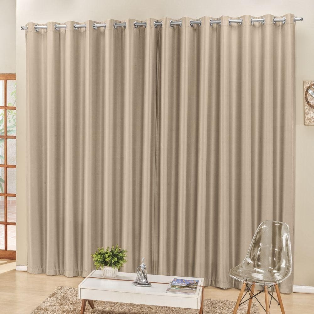 Cortina 4 mts quarto escritório semiblackout varão bege