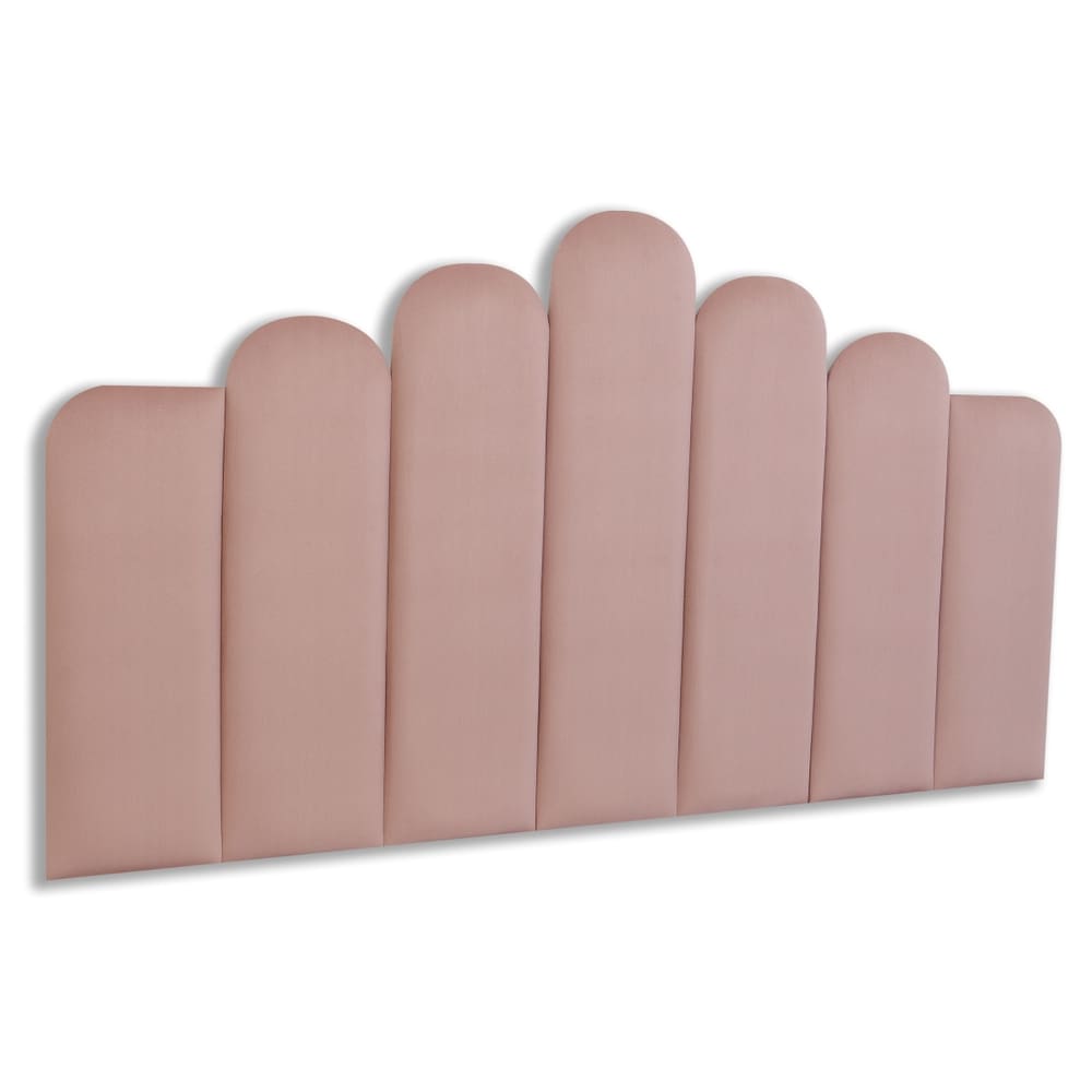 Cabeceira Casal Estofada  Kit 7 Placas  Concha - Veludo Nude