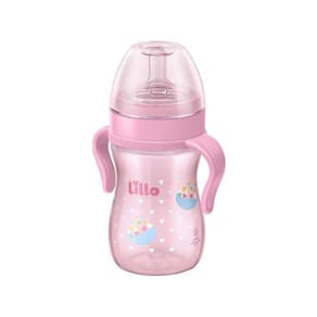 Mamadeira evolution com alça 6+ meses rosa 240ml - lillo