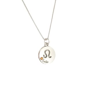 Colar signos corrente 55/60-banhado platina - leao