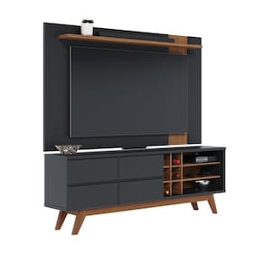 Rack Bancada Ambiente Noronha e Painel para TV Extensivo Leme Preto Acetinado Noce Milano – Colibri