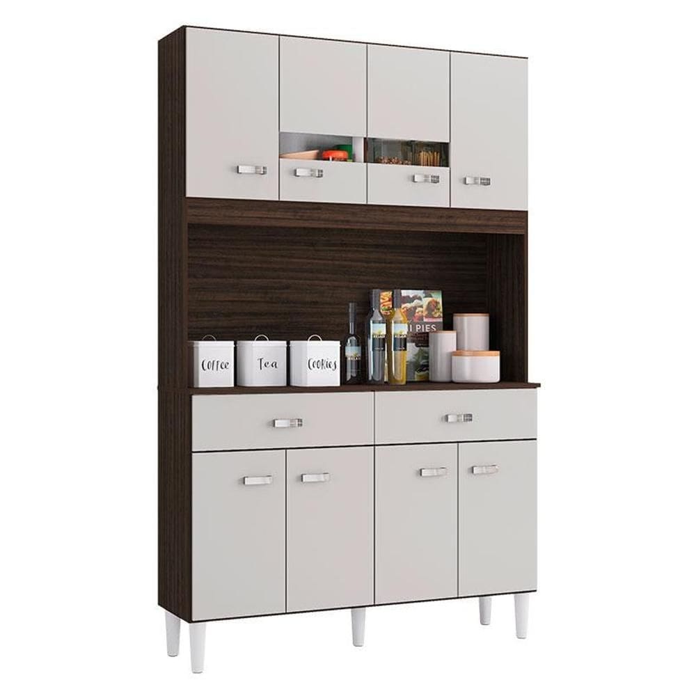 Cozinha Kit Manu 8 Portas Chocolate Off White – Poquema