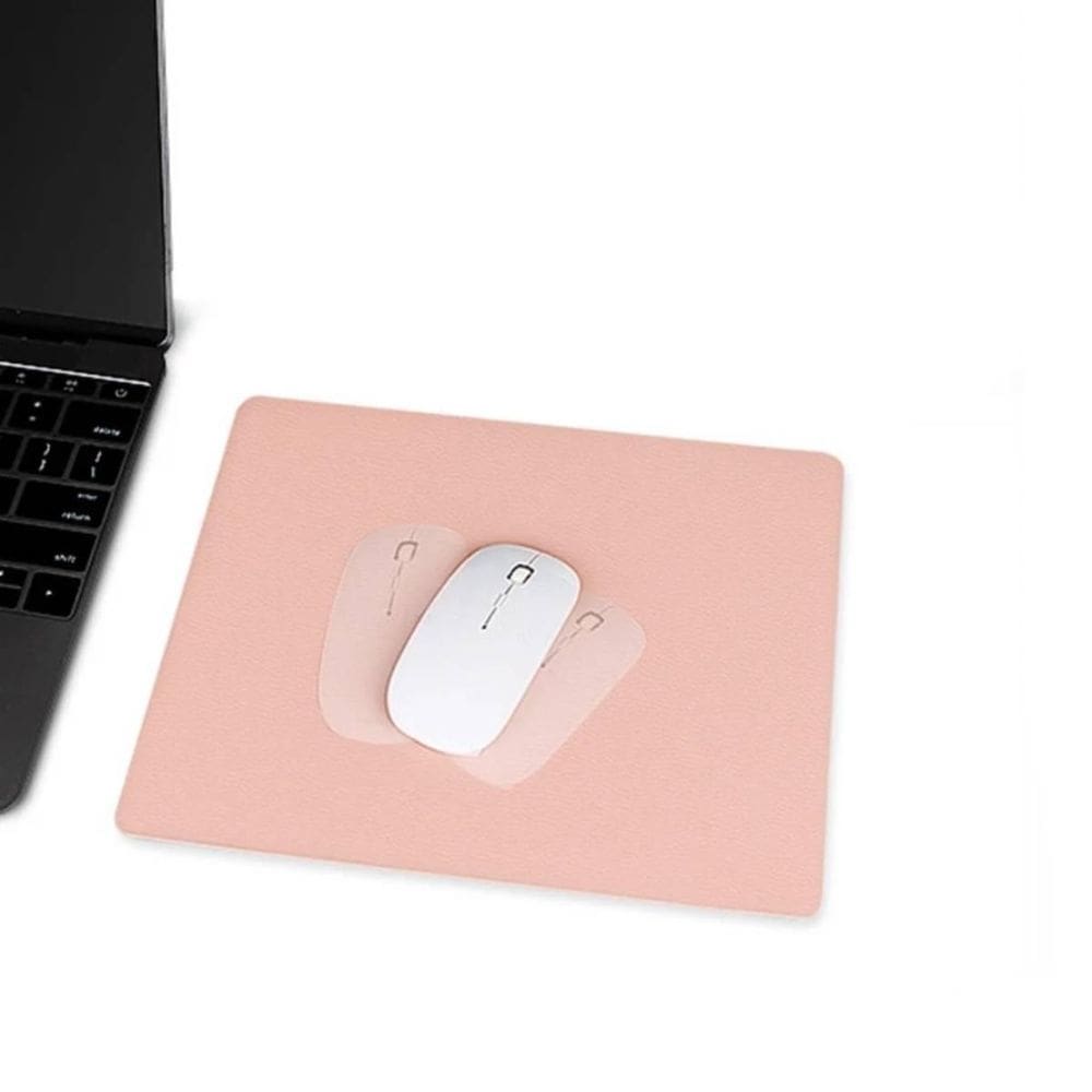 Kit 5 mouse pad 25x20cm couro sintético impermeável rosa