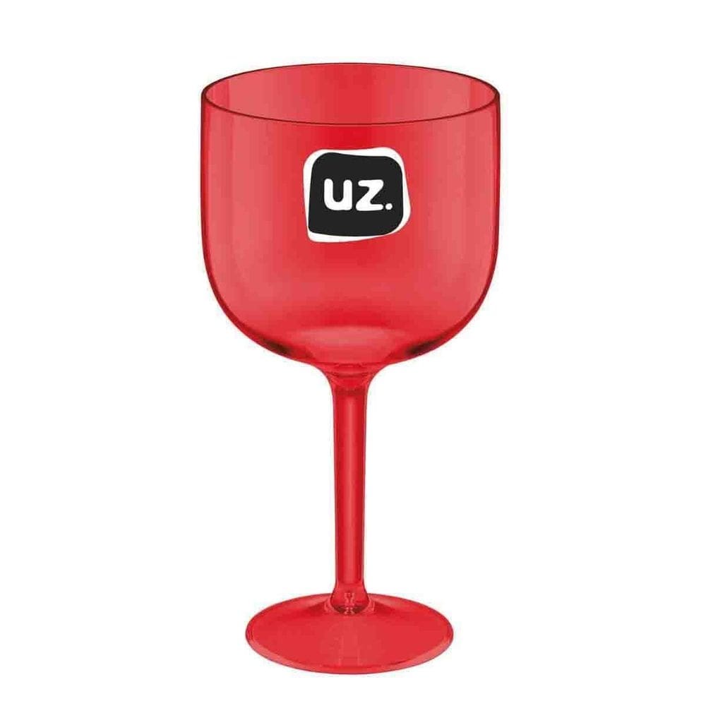 Taça para gin drinks 600ml acrílico transparente uz vermelha