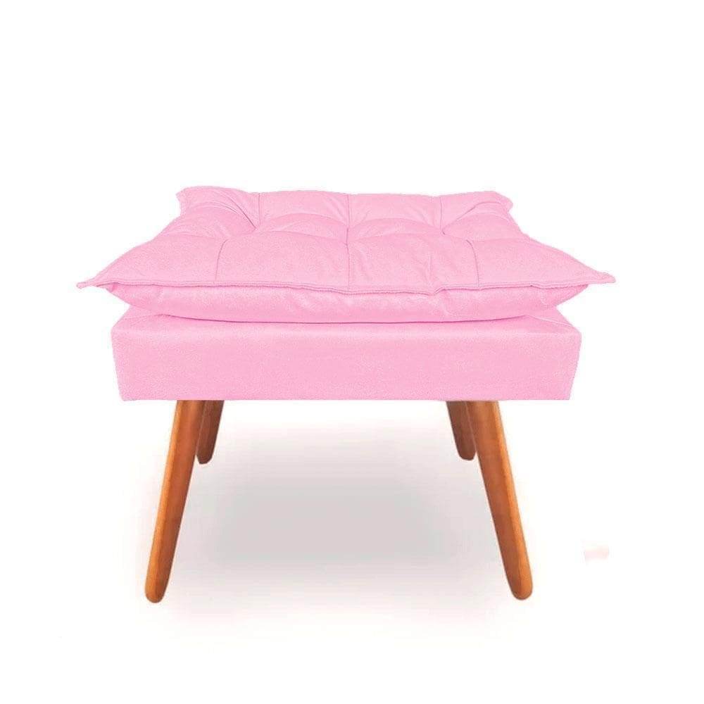 Puff puf banqueta opala p camarim suede rosa bebê pés palito