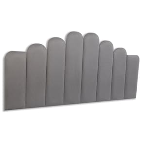 Cabeceira Queen Estofada Kit 8 Placas Concha - Suede Cinza
