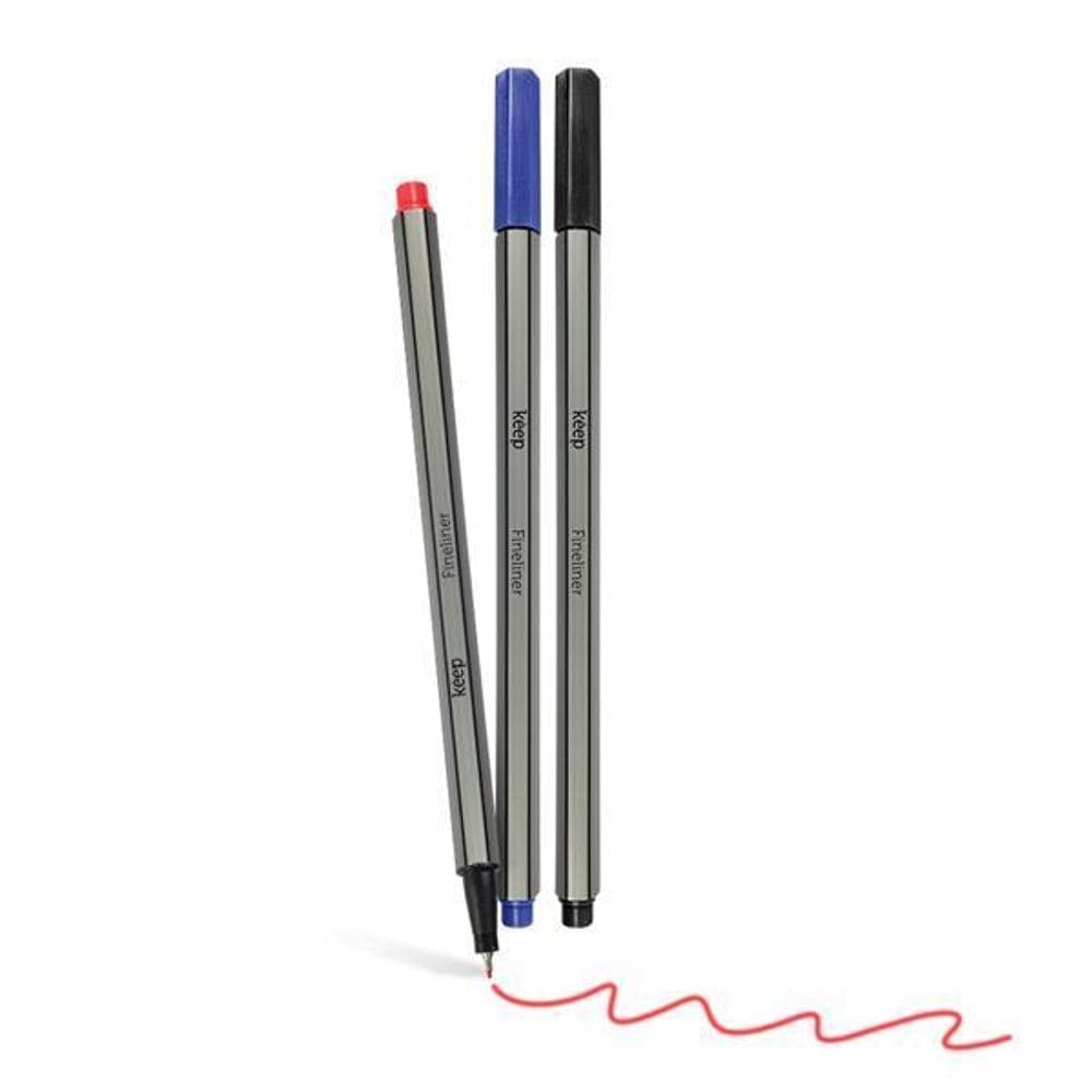 Marcador artístico fineliner 0,4mm com 3 cores basic keep