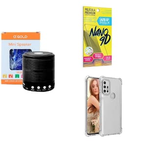 Kit caixa de som + capinha motorola g10 + película 9d