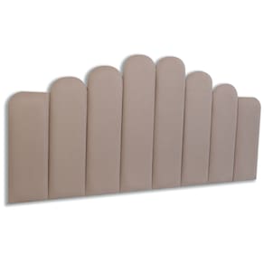 Cabeceira Queen Estofada Kit 8 Placas Concha - Suede Bege