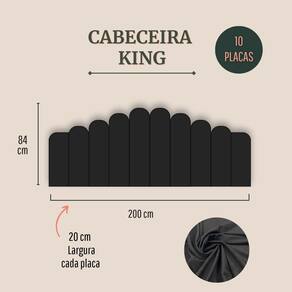 Cabeceira King Estofada Kit 10 Placas Concha - Suede Preto