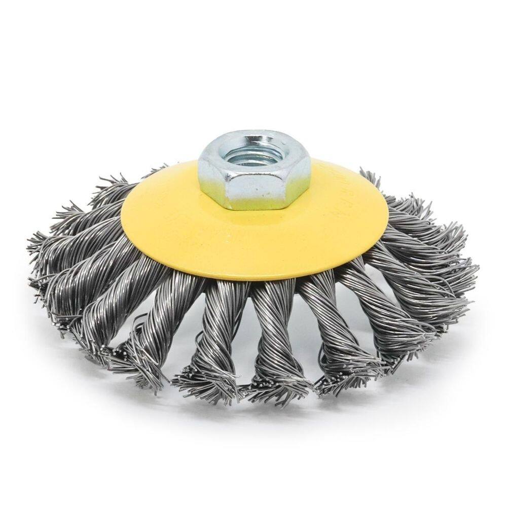 Escova conica aço carbono copo m14 4torcido esmerilhadeira