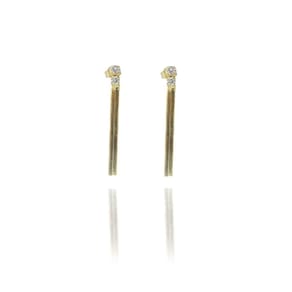 Brinco De Fita Com Zircônia Folheado A Ouro 18k [f027]