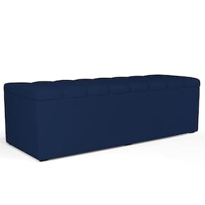 Calçadeira Recamier Baú Casal Queen 160X50 Cm Azul Marinho