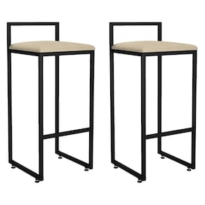 Kit 02 Banquetas Altas Hanna Preto Suede Bege