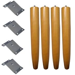 4 Pés Palito Madeira 30Cm E 4 Chapinhas Aço Inclinada 15º Mel/Zincado G75 / G59 - Gran Belo