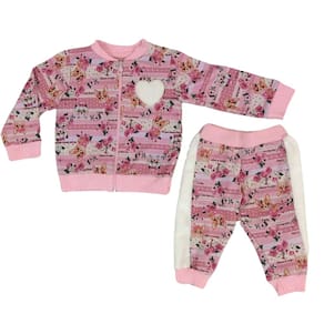 Conjunto fem infantil jaqueta+calça Quebra Cabeça rosa