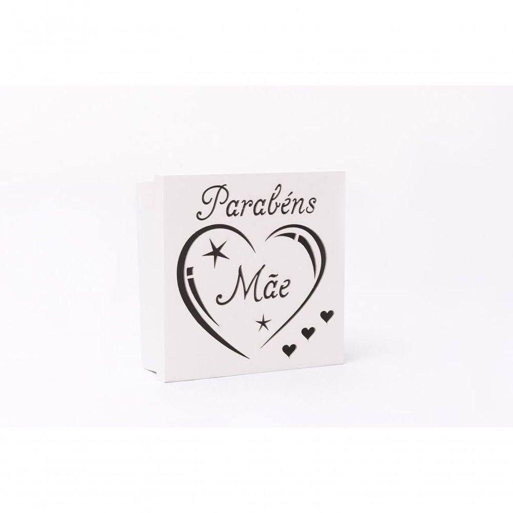 Caixas Personalizadas Brancas 100% Mdf (17x17x07) Parabéns Mãe